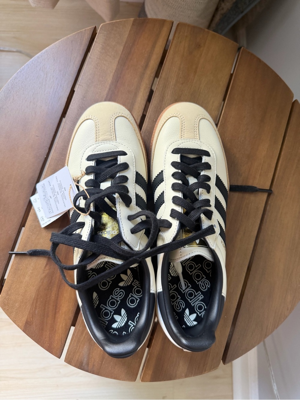 adidas Originals Samba OG Beige Cream Black Gum Sole Sneakers - Picture 4 of 6